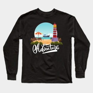 Beach summertime Adventure Explore the world travel lover palm tree sun Long Sleeve T-Shirt